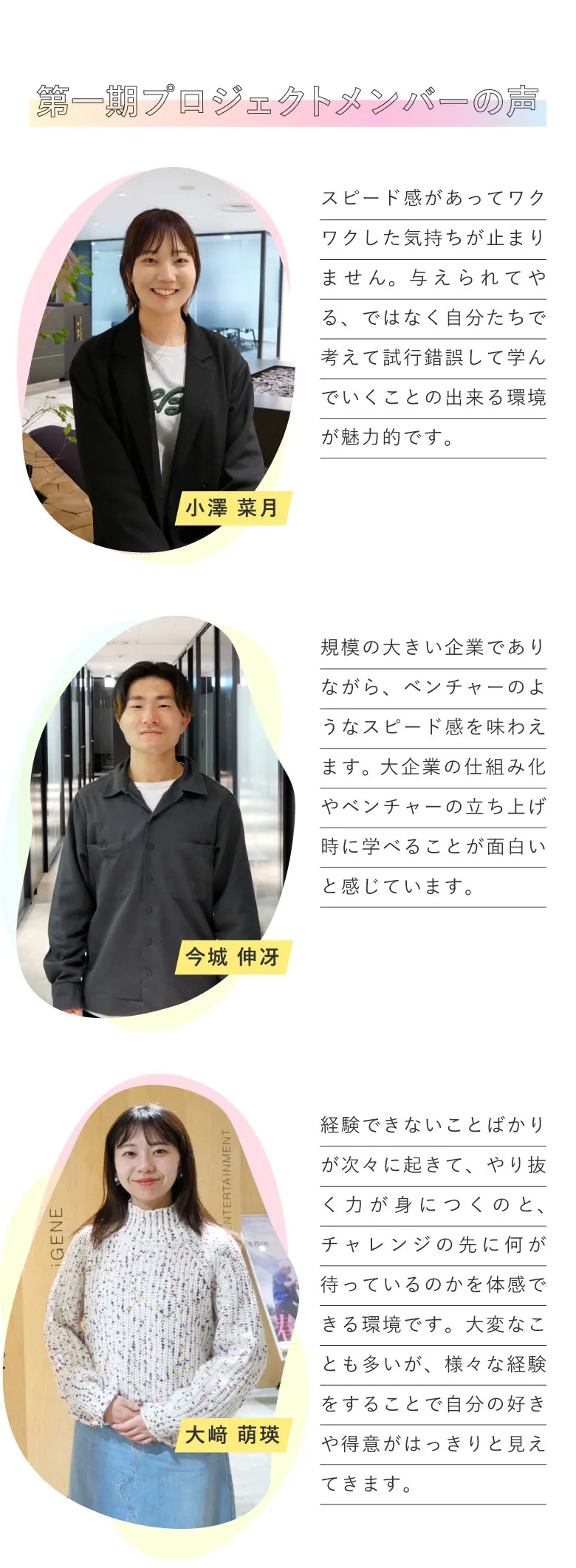 第一期プロジェクトメンバーの声